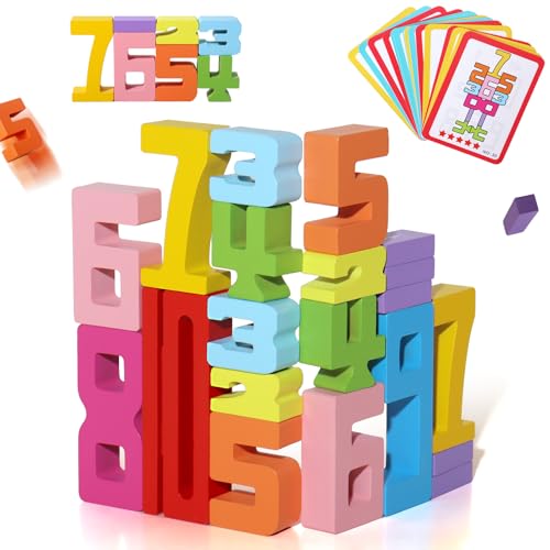 BESTAMTOY Montessori-inspirierte Zahlenbausteine aus Holz, Holzblöcke für Kinder ab 3 Jahren, 1–10 Zahlenspiel, Balance-Wettbewerbsspielzeug, 20 Stück BESTAMTOY Montessori-inspirierte Zahlenbausteine aus Holz, Holzblöcke für Kinder ab 3 Jahren, 1–10 Zahlenspiel, Balance-Wettbewerbsspielzeug, 20 Stück von BESTAMTOY