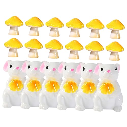 BESTOYARD 1 Set Mikro Landschafts Kaninchen Pilz Figuren Hasen Ornament Mini Dekoratives Kleines Kaninchen Feengarten Pilz Miniatur Hasen Tierspielzeug Kaninchen von BESTOYARD