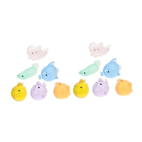 BESTOYARD 12Stücke Mini Meerestiere aus Harz Leuchtend im Dunkeln Aquarien Dekoration Kleine Figuren für DIY Aquarien Farbenfrohe Mini Tierfiguren für Wasserlandschaften von BESTOYARD