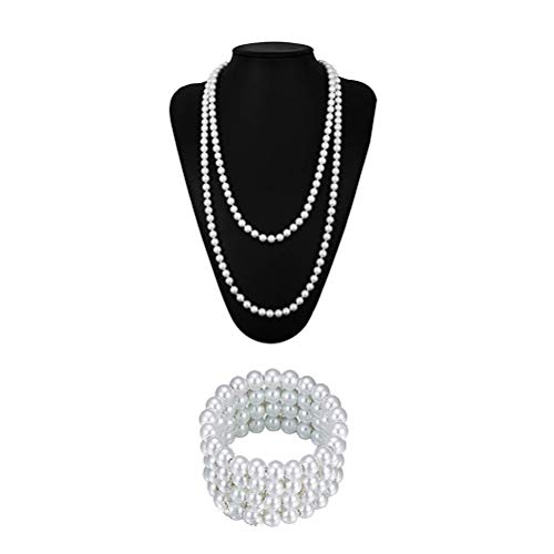 BESTOYARD 1920er Jahre Perlenkette und Armband Vintage Kostüm Schmuck Lange Halskette Mode Perlen Cosplay Zubehör für Frauen von BESTOYARD