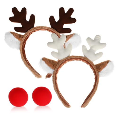 BESTOYARD 2 Sets Geweih-stirnband Und Nase – Rentier-stirnbänder – Realistisches -haarband, Party, Cosplay, Kostümzubehör Für Weihnachten Und Halloween BESTOYARD 2 Sets Geweih-stirnband Und Nase – Rentier-stirnbänder – Realistisches -haarband, Party, Cosplay, Kostümzubehör Für Weihnachten Und Halloween von BESTOYARD