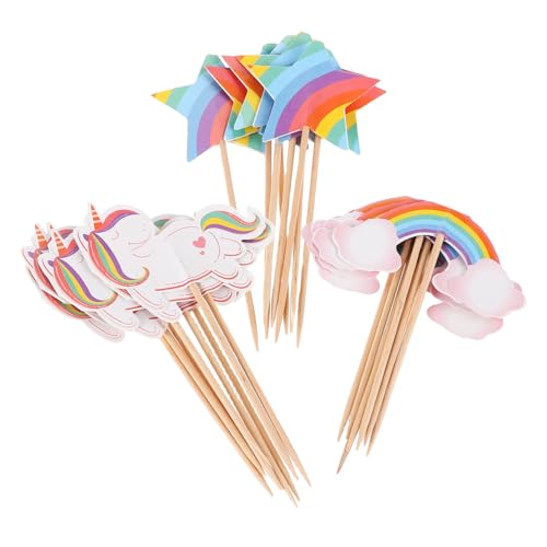 BESTOYARD 24pcs Geburtstagsfeier Kuchen Picks Cartoon Cupcake Toppers Kuchen Dekorationen Einhorn Themen Cupcake Cake Picks Dekorationen Für Feierlichkeiten von BESTOYARD