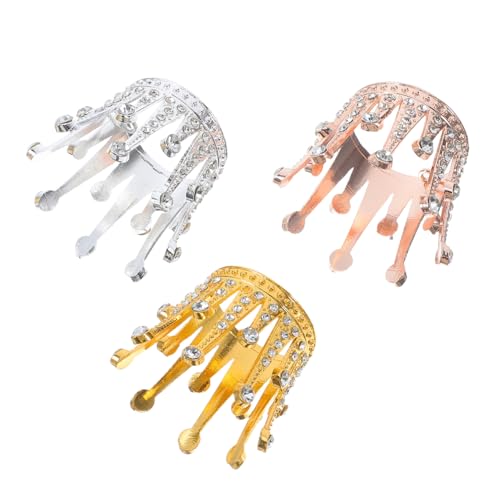 BESTOYARD 3 Stück Mini Krone Tortenaufsatz Teiliges Funkelndes Strass für Geburtstagskuchen Hochzeiten Partys Tortendekoration Roségold von BESTOYARD