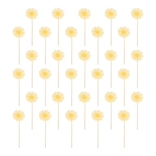 BESTOYARD 36 Cupcake-Topper Mit Gänseblümchenmotiv: Blumen-Kuchendekorationen Dessert-Topper Gänseblümchen-Kuchenspieße Für Geburtstags- Und Hochzeitsbedarf. von BESTOYARD