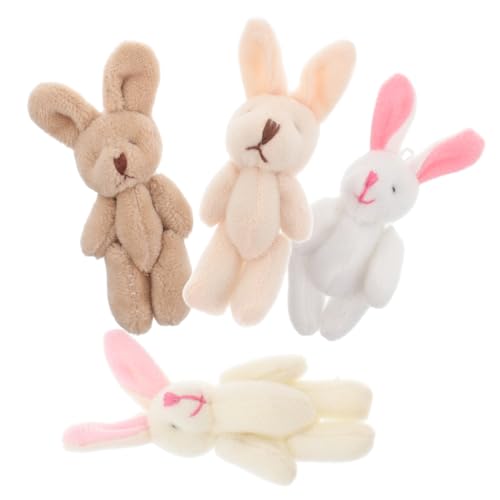 BESTOYARD 4 Stück Plüschspielzeug Gemeinsame Hasenpuppen Hasenornamente Plüsch-hasenpuppenanhänger Dekorative Mini-hasenpuppen-schlüsselanhängertasche Für Ostern von BESTOYARD