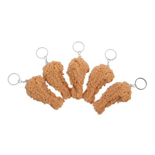 BESTOYARD 5 Stück Schlüsselanhänger Mit Gebratenem Huhn: Schlüsselanhänger Mit Gefälschtem Essen, Lustiger Schlüsselanhänger Mit Gebratenem Huhn, Schlüsselanhänger Mit Lebensmittelimitat von BESTOYARD