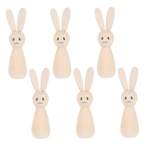 BESTOYARD 6pcs Ostern Holz Kaninchen -peg -puppen Unvollendet Für DIY Craft Nature Blank Tierfiguren Für Heim- Und Partydekorationen von BESTOYARD
