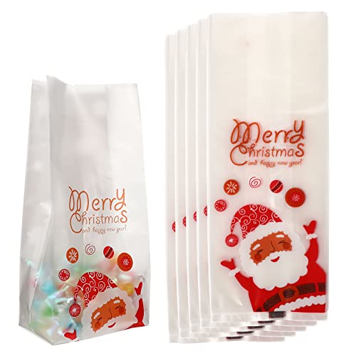BESTOYARD Cellophan Taschen Klare Selbstklebend Weihnachtsmann Muster Kekstüten Süßigkeiten Verpakung 50 Stück von BESTOYARD