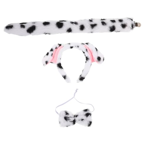 BESTOYARD Dalmatiner Hunde Kostüm Teilig Plüsch Stirnband Ohren Fliege und Halloween Cosplay Tier Verkleidung Bühnenauftritt Zubehör von BESTOYARD