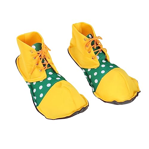 BESTOYARD Ein Paar Unisex-durchschnittliche Größe Clown Schuhe Dot Clown Schuhe Kostüm für Erwachsene (Gelb und Grün) von BESTOYARD