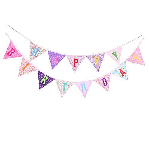 BESTOYARD Happy Birthday Banner Wimpelkette Bunting Girlande für Kinder Geburtstag Party Dekoration (Rosa) von BESTOYARD