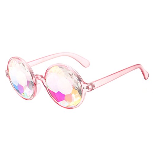 BESTOYARD Kaleidoskop Brille, Regenbogen Sonnenbrille Festivals Rave Brille Karneval Kostüm Zubehör (rosa Rahmen ohne Löcher) von BESTOYARD