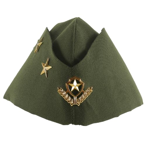 BESTOYARD Schiffchen Hut Militärshut Flugbegleiterin Mütze mit Sterne Ähre Cosplay Kostüm (Grün) von BESTOYARD