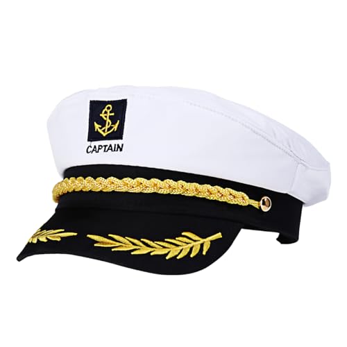 Bestoyard Kapitänsmütze für Erwachsene, Yacht, Boot, Schiff, Seemann, Marine, Admiral, Kostüm, Weiß von BESTOYARD
