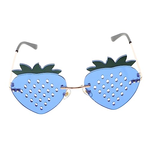 BESTYASH 1 Paar Erdbeergläser Getönt Erdbeere Oben Trendy Erdbeerdekor Erdbeeren Schnapsgläser Coole Brille Partybrille Für Erwachsene Rahmenlose Brille Rande Brille Blue Stk von BESTYASH