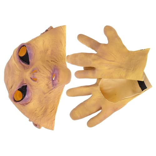BESTYASH Gruselige Halloween-cosplay-maske Realistisches Alien-masken-set Mit Handschuhen Für Partys Für Erwachsene von BESTYASH