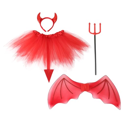BESTYASH Teufelskostüm-zubehör-set Rock Stirnband Hörner Und Flügel Für Halloween- Und Partykostüme von BESTYASH