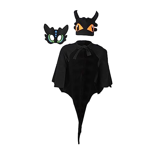 BESTYASH 1 Satz Dinosaurier-Umhang-Set kinderkostüme halloween kinderkostum halloween costume halloween Cosplay Drachenkostüm Halloween-Drachenflügel Polarfleece Black von BESTYASH