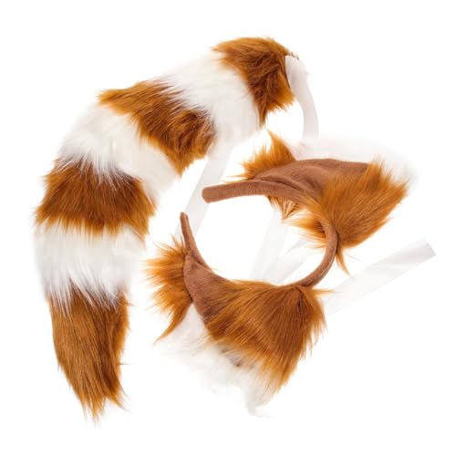 BESTYASH 1 Satz Fuchsohren und flauschiges Fuchsschwanz Partykostüm (E-Stil) 2-teiliges Set Katzen-Fuchs-Hundeohren Kostüme the hallow halloween mitgebsel von BESTYASH