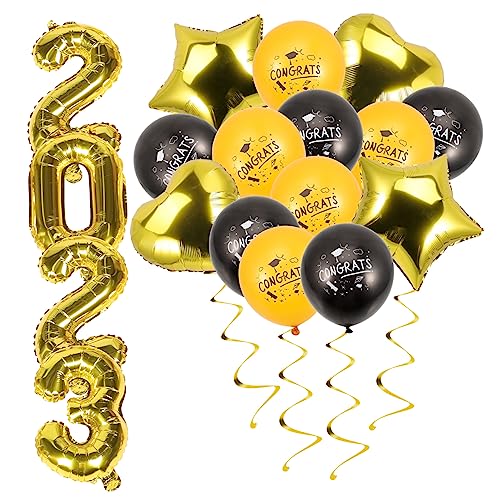BESTYASH 1 Satz Graduations Dekorationsset Abschlussballons Gold und Schwarz Aluminiumfolie für Klassenzimmer und Feierlichkeiten Wiederverwendbar Leuchtende Farben für Abschlussfeiern und von BESTYASH