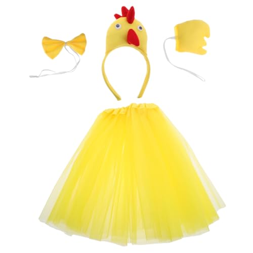 BESTYASH 1 Satz Hahn-Anziehset Geflügelstatuen Make-up-Hahn Kostüm Hahn Prop Hahn erwachsener Hahn Cosplay-Outfit Tutu-Kostümzubehör Kostüm für Huhn Tutu für kleine Mädchen Tuch Yellow von BESTYASH