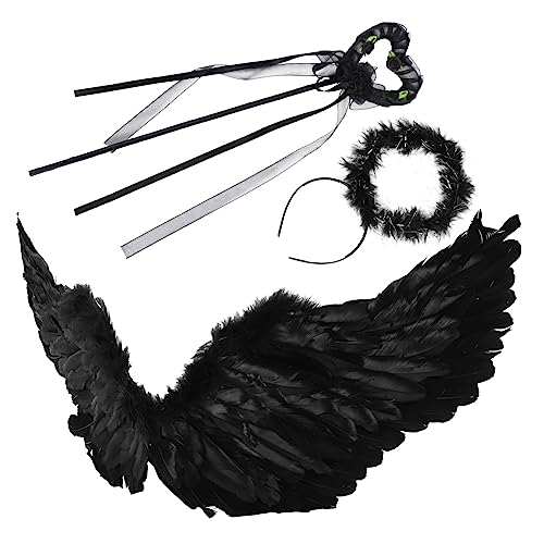 BESTYASH 1 Satz Halloween-kleider Feenflügel Dinosaurier Kostüme Schmetterlingsflügel Kostüm Ankleiden Spinne Zaubererkostüm Halloween-teufelskleidung Rollenspiel Anzug Baumwolle Black von BESTYASH
