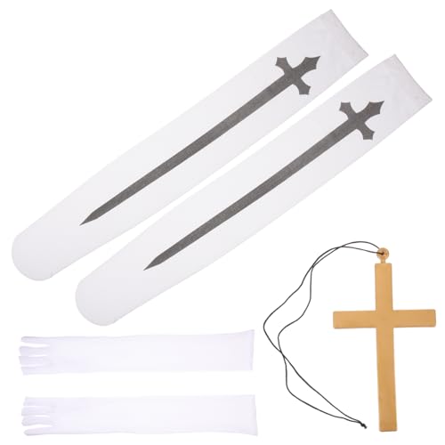 BESTYASH Nonnenkostüm-zubehör-set Halskette Oberschenkelhohe Socken Cosplay-zubehör Damen-party-outfit BESTYASH Nonnenkostüm-zubehör-set Halskette Oberschenkelhohe Socken Cosplay-zubehör Damen-party-outfit von BESTYASH