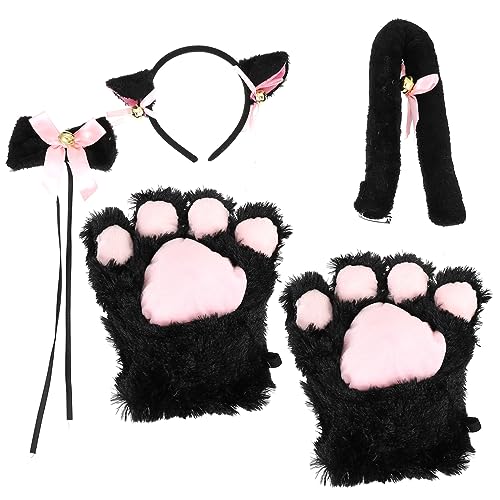 BESTYASH 1 Satz Katzenohren Stirnband Teiliges Cosplay Kostüm für Damen Katzen Themen Party Requisite für Halloween und Karneval Bewegliche und Langlebige Materialien von BESTYASH