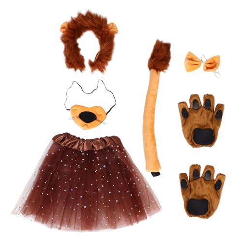 BESTYASH 1 Satz Löwenkopfschmuckanzug Halloween Stirnbänder Mit Löwen Kostüm Faschingskostüm-kit Kostüme Cosplay Dschungel Zirkus Mähne Flanell Light Brown von BESTYASH
