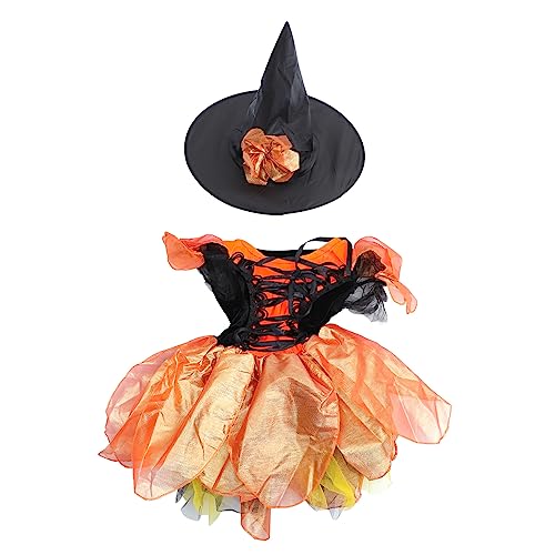 BESTYASH 1satz Hexenkostüm Für Mädchen Mit Kleid Und Hut Für Halloween Rollenspiele Cosplay Und Themenpartys Für Besondere Anlässe von BESTYASH