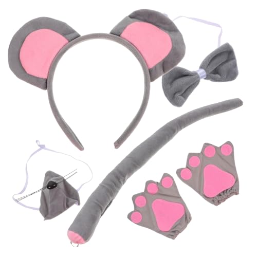 BESTYASH 1 Satz Mäuseschwanz Ratte Mäusekostüm -telefon Kleidung Nase Gaming-mäuse Bausatz Leopard Dekorative Fliege Party-kopfschmuck Cosplay-stirnbänder Partystirnband Stoff von BESTYASH