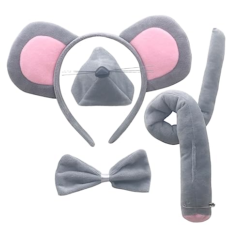 BESTYASH 1 Satz -Ohrstirnband Mäuseohren Stirnband Nase Fell Mauskostüm für Erwachsene Fälschung Haarband -Kostüm-Kopfbedeckung Cosplay-Zubehör Stoff Grey BESTYASH 1 Satz -Ohrstirnband Mäuseohren Stirnband Nase Fell Mauskostüm für Erwachsene Fälschung Haarband -Kostüm-Kopfbedeckung Cosplay-Zubehör Stoff Grey von BESTYASH
