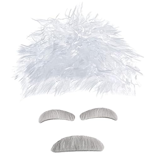 BESTYASH 1 Satz Professor-kostüm-Requisite Falscher Schnurrbart Zubehör Alte Männer Perücke Schwarze Perücke Lace Front Perücken Echthaar Anhänger Wissenschaftler Cosplay Kappe Mann P Seide von BESTYASH