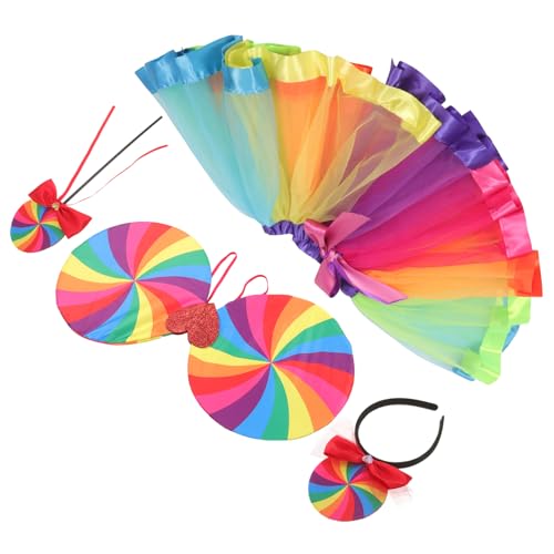 BESTYASH 1 Satz Regenbogen Kostümset für Teiliges Set mit Flügeln Zauberstab Stirnband und Tüllrock für Karneval Halloween und Mottopartys Langlebig und Sicher BESTYASH 1 Satz Regenbogen Kostümset für Teiliges Set mit Flügeln Zauberstab Stirnband und Tüllrock für Karneval Halloween und Mottopartys Langlebig und Sicher von BESTYASH