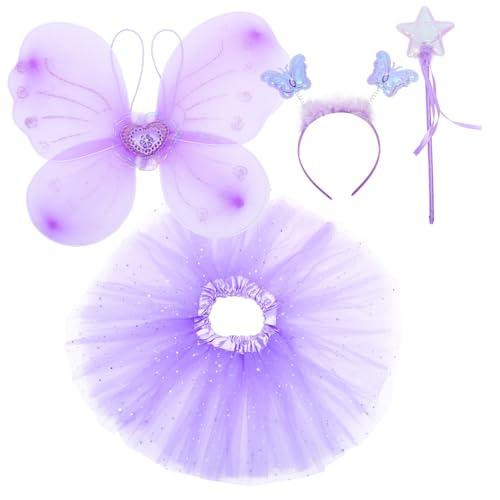 BESTYASH 1 Satz Schmetterlingsflügel Vierteiliges Set Plus Mädchen Kleiden Sich Prinzessin Für Mädchen Feenkleid Für Trikots Prinzessin Verkleiden Prinzessinnenkostüm Violett Stoff BESTYASH 1 Satz Schmetterlingsflügel Vierteiliges Set Plus Mädchen Kleiden Sich Prinzessin Für Mädchen Feenkleid Für Trikots Prinzessin Verkleiden Prinzessinnenkostüm Violett Stoff von BESTYASH
