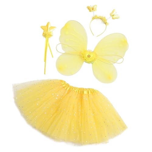 BESTYASH Fee Schmetterling Flügel Tutu Kleid Set Für Mädchen Parteien Bühne Kostüme Stirnband von BESTYASH