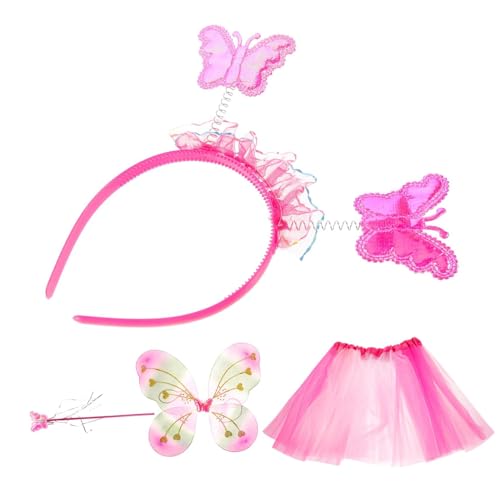 BESTYASH Schmetterlingskostüm-set Für Mädchen – Regenbogen-tutu-rock Stirnband Flügel Verkleidungsrequisiten Feenflügel von BESTYASH