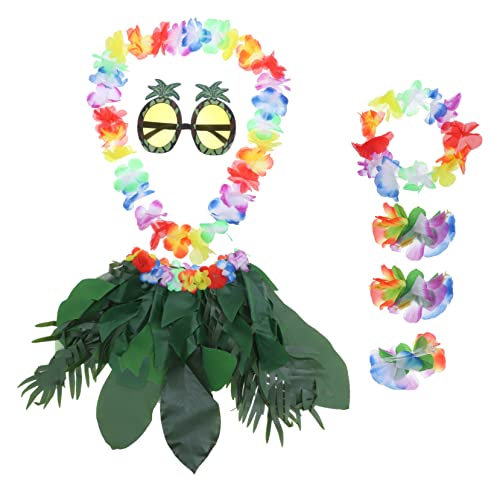 BESTYASH Hawaii-strohrock-anzug Für Damen Grasrock Luau-kostüme Partyzubehör Mit Foto-requisiten-set Hawaii-outfits von BESTYASH