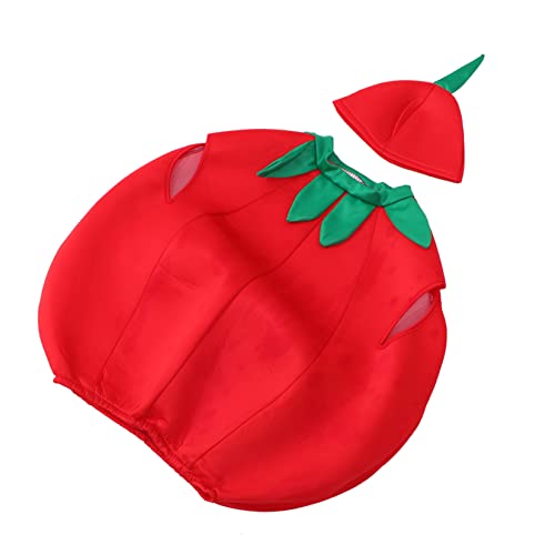 BESTYASH 1 Satz Tomate Kinderkleidung Kostüme für Mädchen Kostüm verkleiden Kleider Baby-Weihnachtsoutfit Festival-Cosplay-Kostüme Bühnenkostüme Obst Pullover Fruchtpackung einstellen Hut von BESTYASH