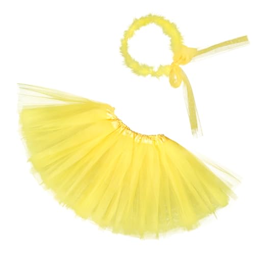 BESTYASH 1 Satz verkleiden sich Kleidung Party Halloween-Tags Kostüm Stichworte halloween costume halloween kleidung Cosplay-Rock Gazerock mit Stirnband Gittergewebe Yellow von BESTYASH