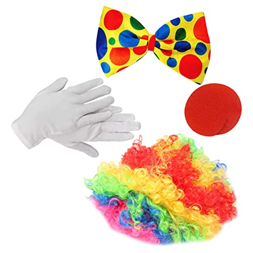 BESTYASH 1satz Clown Kostümset Für Erwachsene Teiliges Mit Clown Perücke Fliege Und Handschuhen Für Halloween Karneval Und Geburtstagsfeiern Farbenfroh Und Hautfreundlich von BESTYASH