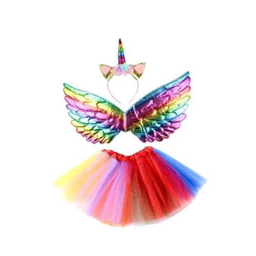 BESTYASH Einzigartiges Kleid Für Mädchen Jungen Und Mädchen Cosplay-kostüme Festival-partykleid Kurzer Rock Regenbogen-stil Größe 2–8 Jahre von BESTYASH