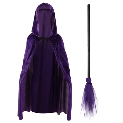 BESTYASH Einzigartiger Hexenumhang Besenstiel 90 Cm Samt Für Jungen Und Mädchen Und Erwachsene Halloween-party-zubehör Cosplay-requisiten von BESTYASH