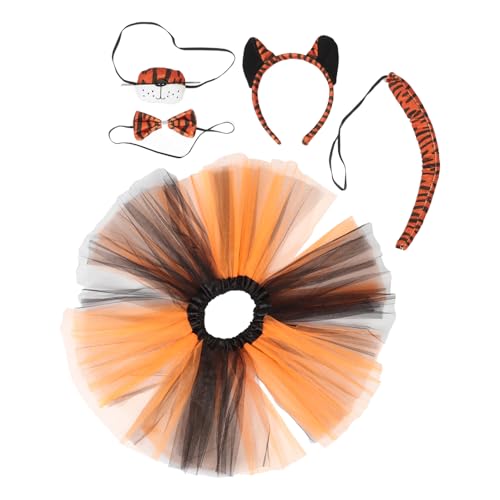 BESTYASH 1 Set Tiger Stirnband Set Stirnbänder Cosplay Tierohren Tierohren Kostüm Tigerohren Stirnband Cosplay Tierzubehör Tierstirnband Und Tigerschleife Tutu Rock Tuch von BESTYASH
