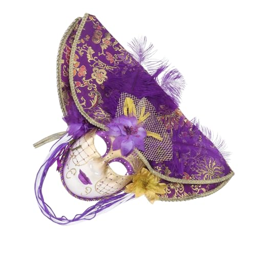 BESTYASH Vintage Maskerade Maske Venezianische Abdeckung Europäischen Stil Erwachsene Frauen Großen Hut Cospaly Maske von BESTYASH