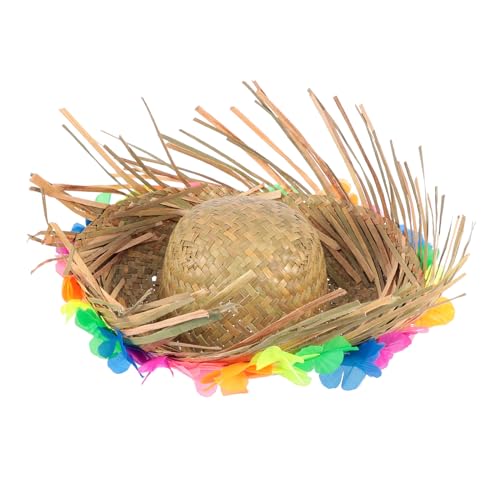 BESTYASH 1 Stück Hut Im Hawaiian Ischen Stil Strohkappe Strohhüte Für Männer Kostüm Hut Mit Breiter Krempe Thematisiert Fischerhut Aus Stroh Strandkulisse Stroh-sombrero Lei Party Yacht von BESTYASH