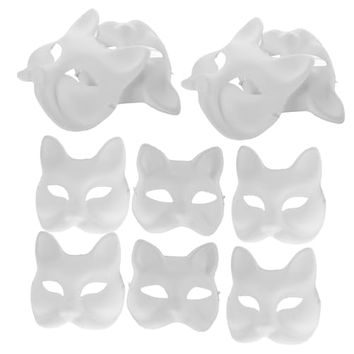 BESTYASH Maskenset Für Halloween 10 Stück Katzenmasken Aus Kunststoff Zum Bemalen Ihrer Eigenen Masken Im Venezianischen Stil von BESTYASH