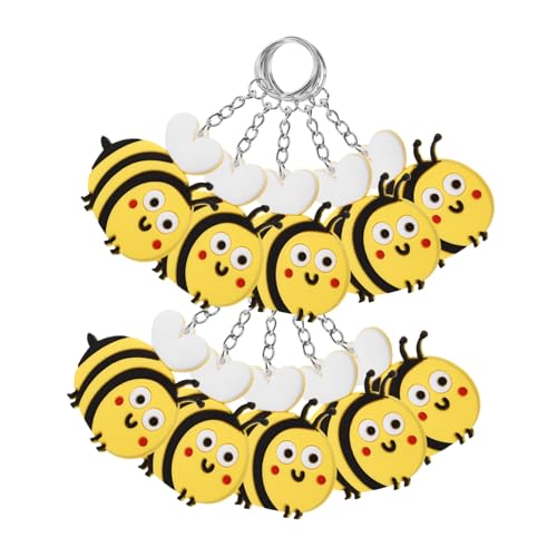 BESTYASH 10 Stück Teiliges Cartoon Bienen Schlüsselanhänger Süße Bee Keychains aus Metall und Silikon Langlebige Dekorative Anhänger für Taschen Rucksäcke Schlüssel Vielseitig Einsetzbar BESTYASH 10 Stück Teiliges Cartoon Bienen Schlüsselanhänger Süße Bee Keychains aus Metall und Silikon Langlebige Dekorative Anhänger für Taschen Rucksäcke Schlüssel Vielseitig Einsetzbar von BESTYASH