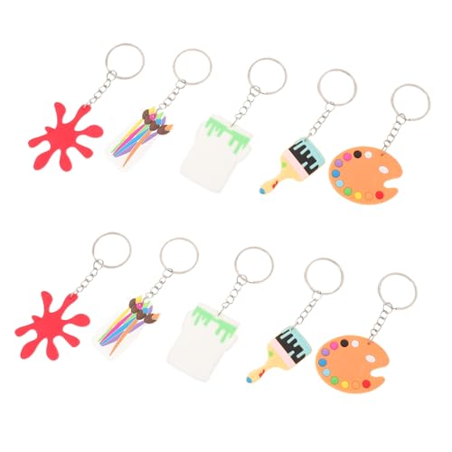 BESTYASH 10 Stück Teiliges Künstler Schlüsselanhänger Anhänger Cartoon Maler Pinsel Design Anhänger Schlüsselring Charms für Tasche Auto Dekoration von BESTYASH