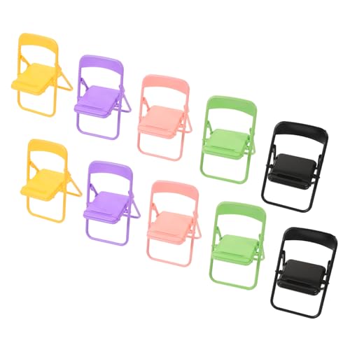 BESTYASH 10 Stück Teiliges Mini Klappstuhl aus Strapazierfähigem Miniatur Möbel Puppenhaus Deko Praktischer Faltbarer Desktop Handyhalter Leicht und Platzsparend für Wohn und von BESTYASH